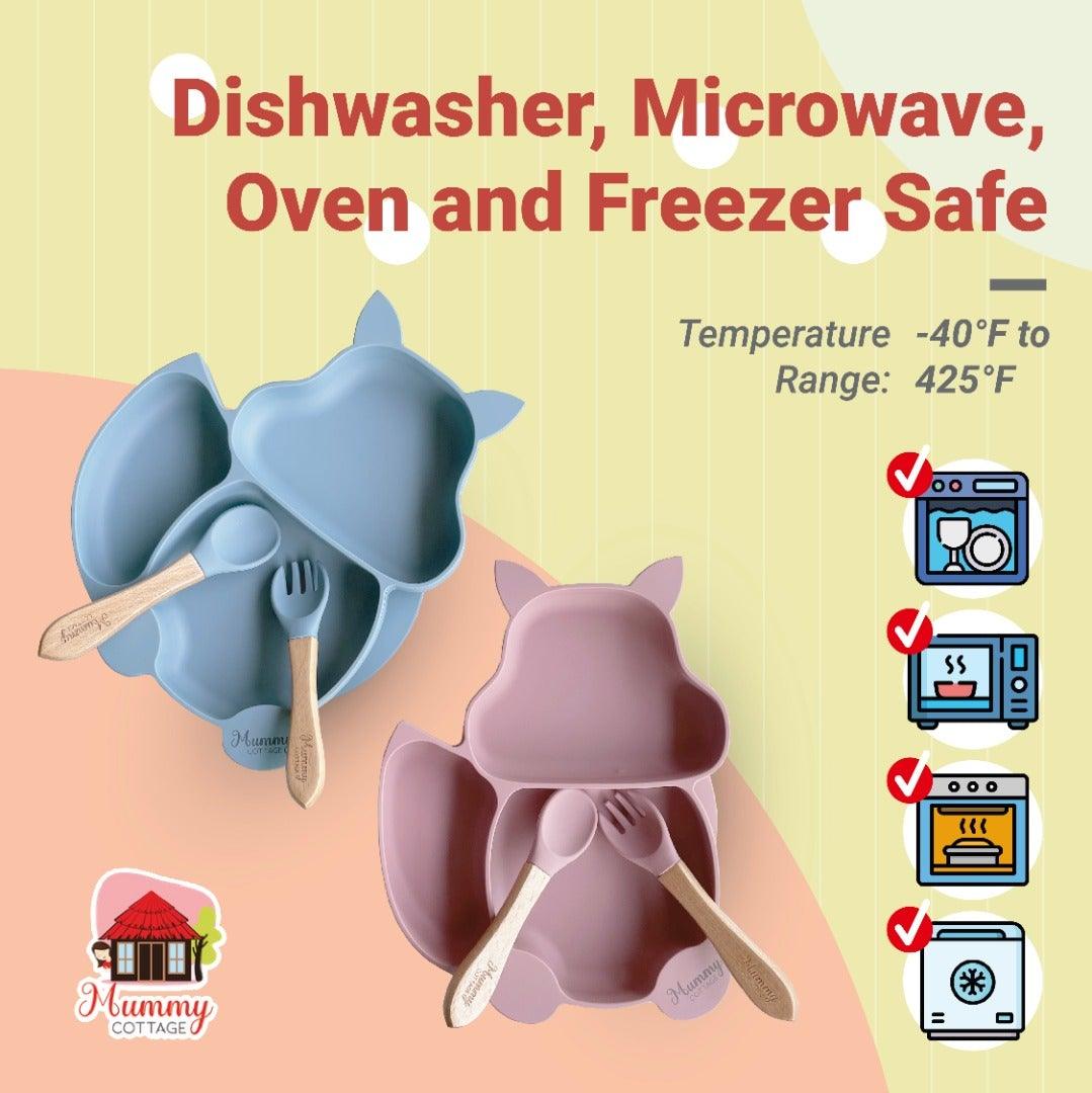 MummyCottage 4PC Silicone Feeding Set | BPA Free, 100% Food-Grade Silicone, Microwave Oven Safe - Mummy Cottage